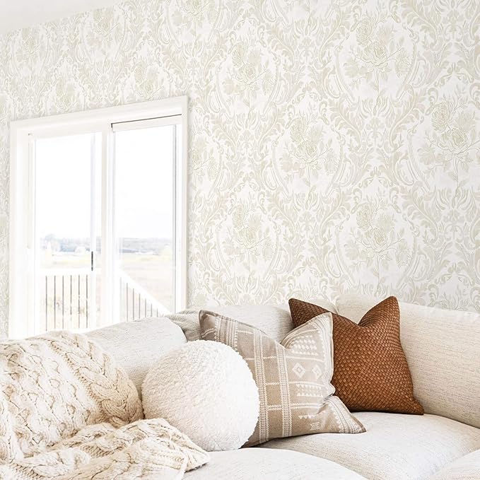 Ismoon Floral Peel and Stick Wallpaper Vintage Beige Contact Paper Boho