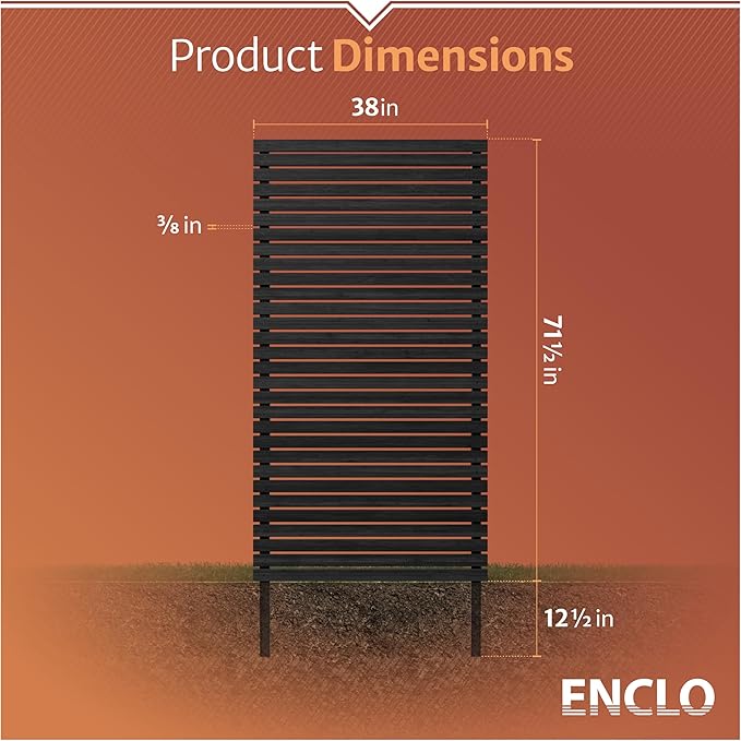 6ft H x 3.1ft W No Dig Enclo Aspen Charcoal Wood Privacy Screen, Decorative