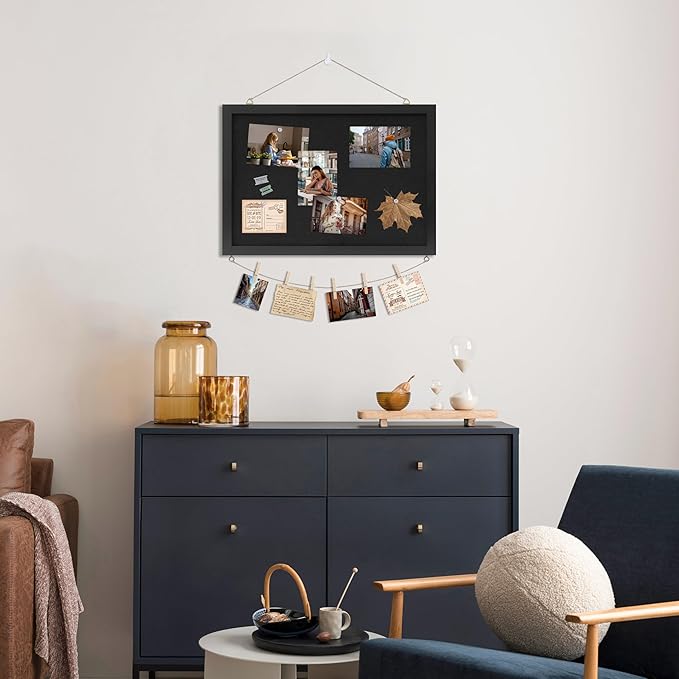 DAHAPYBOO Cork Board with Linen Black 2Pack, Bulletin Board 17"x12", Corkboards