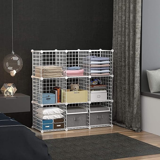 C&AHOME Wire Cube Storage, 9-Cube Organizer Metal, Wire C Grids Storage