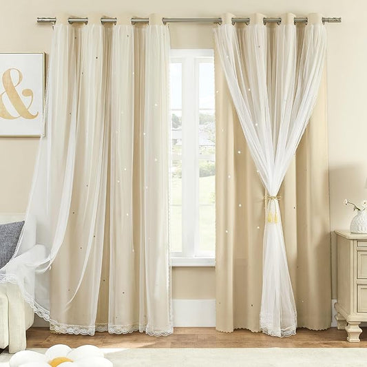 XiDi Curtains for Bedroom Decor Beige52/63/1