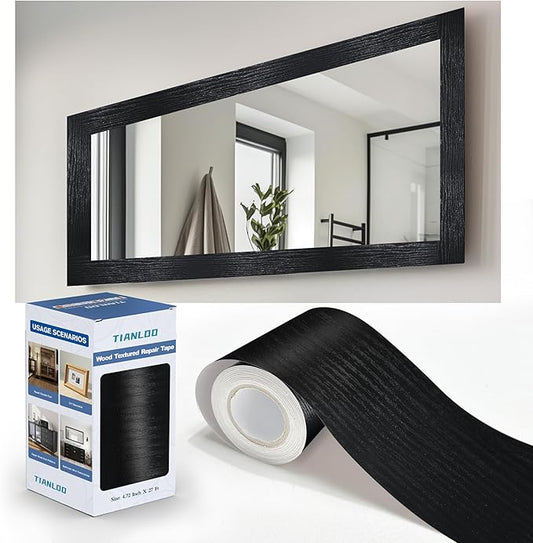 TIANLDD 27 FT Wood Grain Wallpaper Border, Removable Waterproof Mirror Border