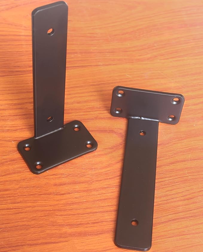 8 Pack - 7 inch Black Hidden L Shelf Bracket Iron Floating Shelf Brackets