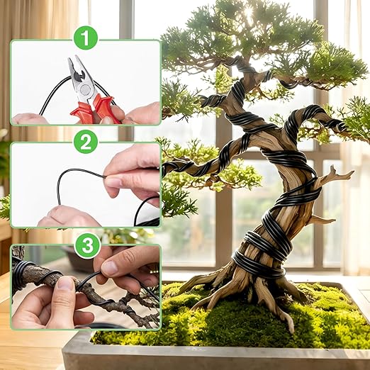 Bonsai Wire Kit, 32 Feet Total Aluminum Plant Wire for Bonsai Training, Essential Bonsai Tools