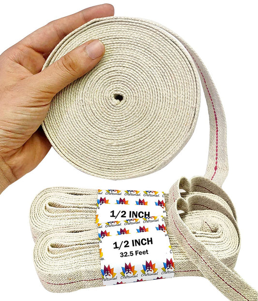 Craftsman Flat Cotton Wicks, 1/2 Inch, 65 Feet, for Kerosene Oil Lamps, White, Model DIYA102, 2 Roll Pack