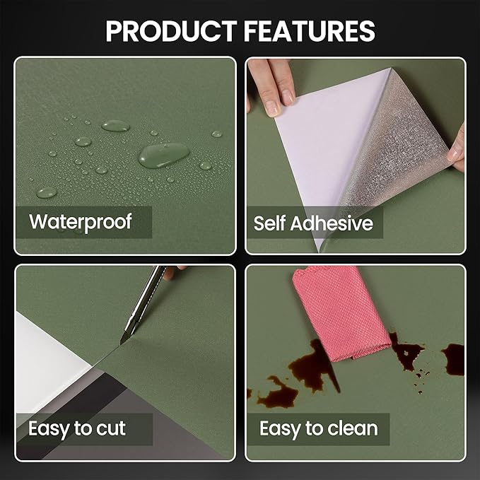 Green Peel and Stick Wallpaper 118.1''x17.7'' Green Contact Paper