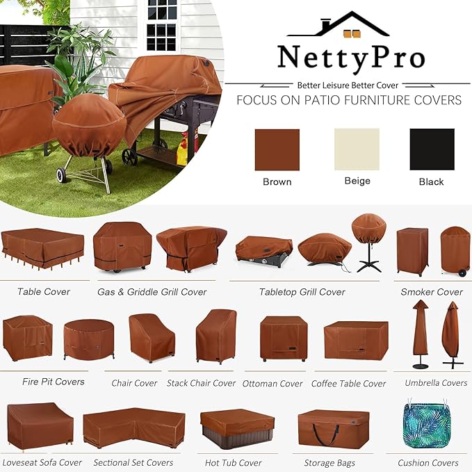 NettyPro Griddle Cover for Blackstone 36 inch Griddle Waterproof Heavy Duty 4 Burner Flat Top Gas Grill Cover 36" Cooking Station, Brown