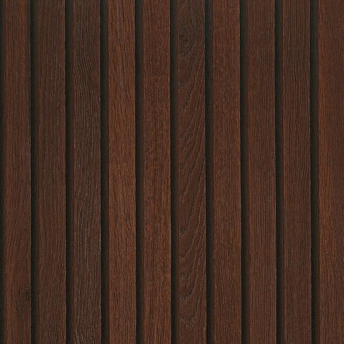 FunStick 16"x472" Brown Wood Slats Peel and Stick Wallpaper Waterproof Dark