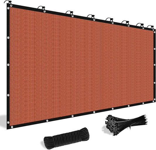 Shade&Beyond Customized Size 5' X 6' Shade Cloth with Grommets, 90% UV Protection UV Protection Mesh Tarp Sun Screens for Patio GN04, Rust Red