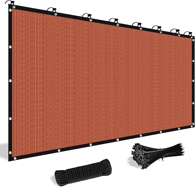 Shade&Beyond Customized Size 5' X 9' Shade Cloth with Grommets, 90% UV Protection UV Protection Mesh Tarp Sun Screens for Patio GN04, Rust Red
