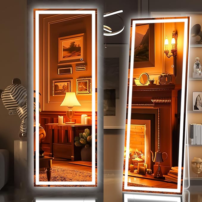 Hasipu Full Length Mirror with Lights, Full Body Dressing Hanging Mounted Mirror