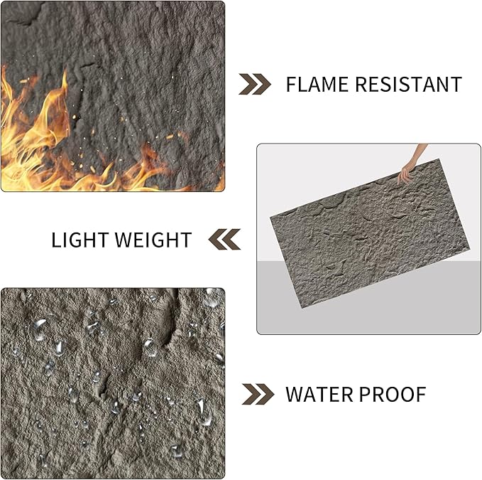 3D Faux Stone Wall Panels, Lightweight & Waterproof Accent Marble Stone Skin