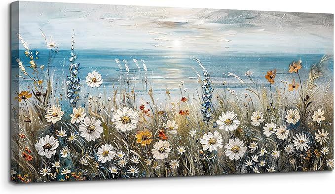 SERIMINO Large Wall Art for Living Room, Coastal Landscape Wall Decor, Beach