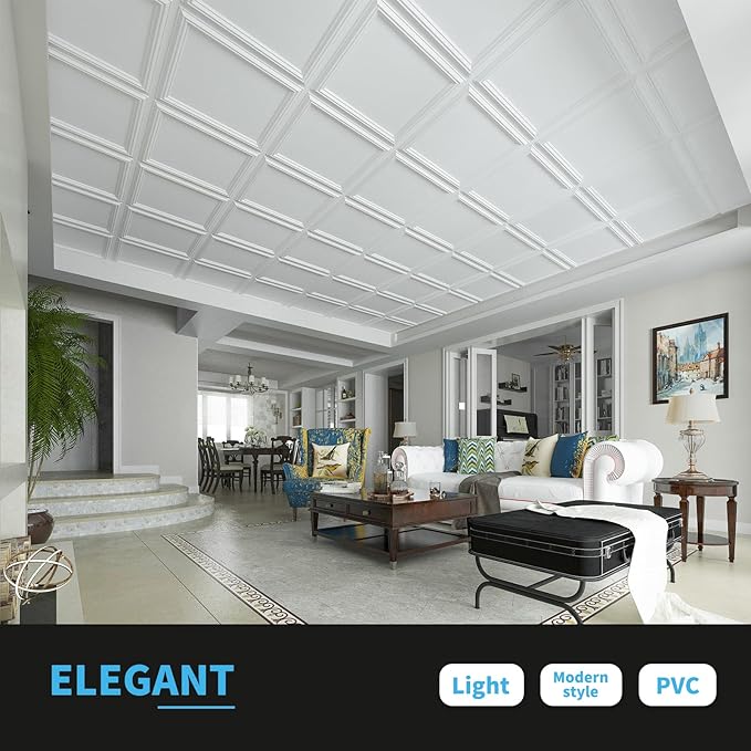 Art3d 24-Pack Drop Relief Ceiling Tiles