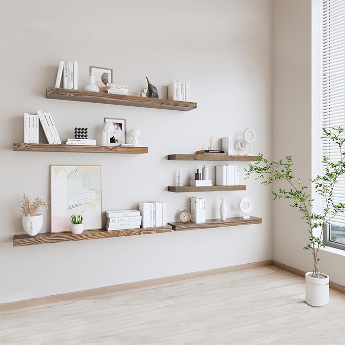 Floating Shelves 60 inch Long for Wall, Rustic Wood Wall Mounted Shelves for