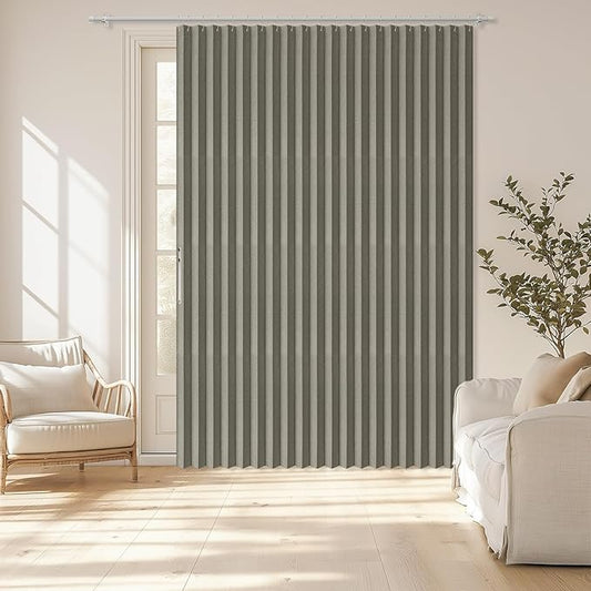 AJAZZ Blackout Accordion Door Curtain 98"x106" Grey