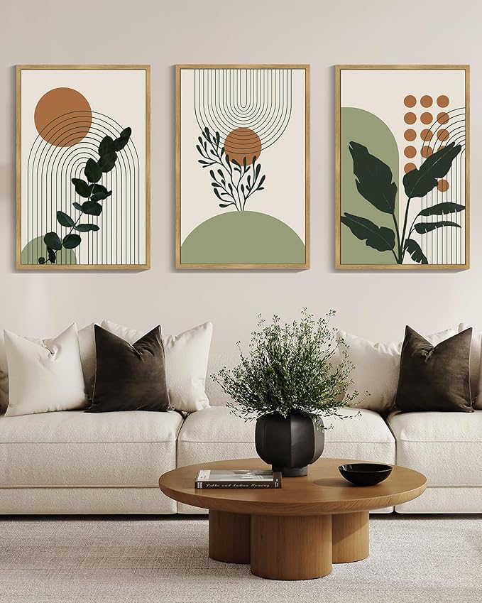 PHOPAGO Boho Plant Wall Art Green Botanical Bohemain Framed Wall Printing