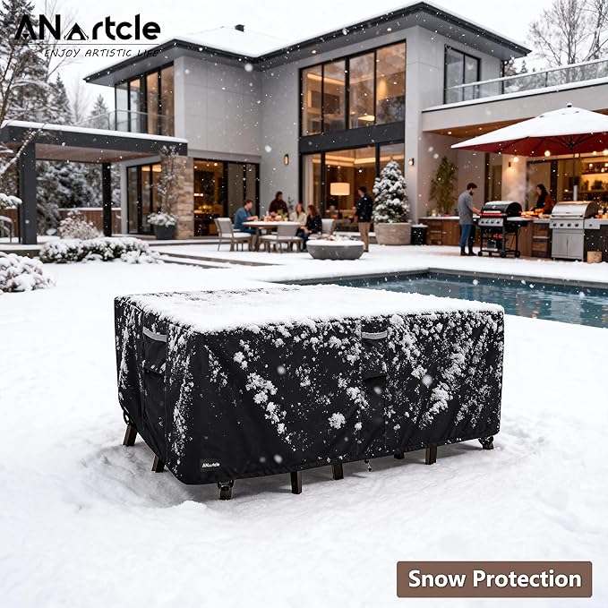 ANartcle Patio Furniture Covers 111L x 74W x 28H inch,600D Waterproof Heavy Duty Outdoor Furniture Covers,Outdoor Wicker Furniture Set with Swivel Patio Chairs General Purpose Furniture Cover,Black
