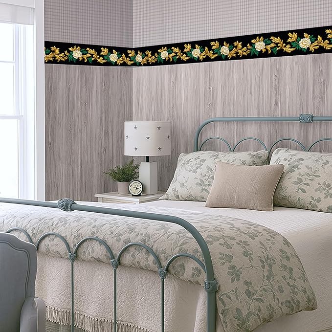 Baroque Floral Wallpaper Border 196x4 Inch Removable Wall Border Peel and Stick