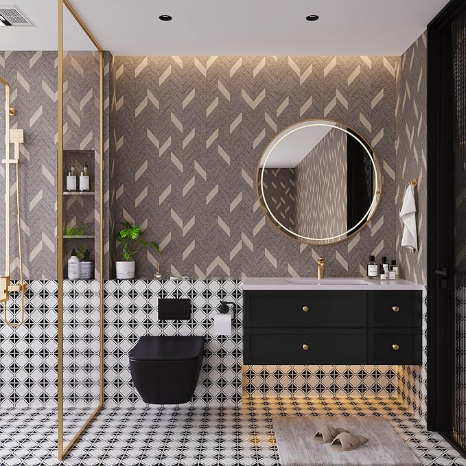Herringbone Peel and Stick Wallpaper Geometric Wallpaper Boho Contact Paper