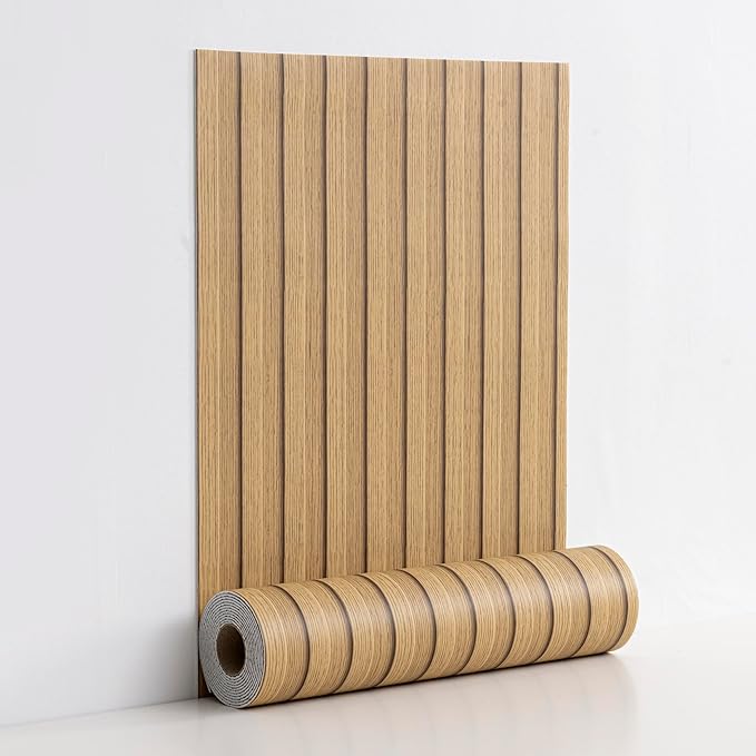 Haimin Wood Grain Slat Wall Panels Peel and Stick Faux Wood Thick Wallpaper
