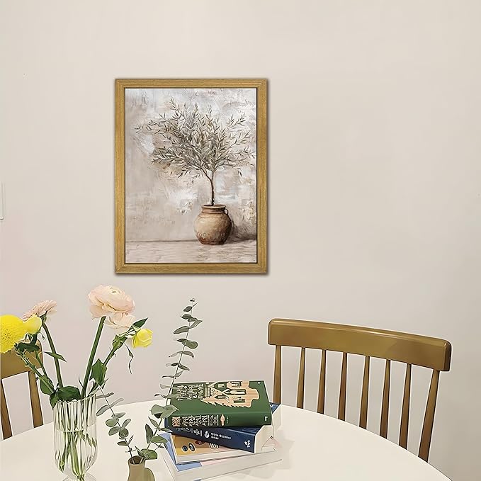 Vintage Olive Tree Canvas Wall Art, Farmhouse Aesthetic Oil Painting, Rustic