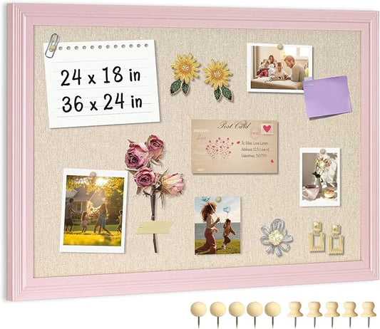 Large Cork Board with Linen, Picture Display Vision Board Corkboards