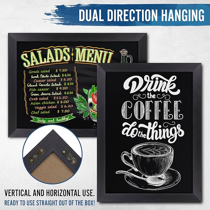 HBCY Creations 18" x 24" Rustic Black Solid Wood Frame Wall Chalkboard