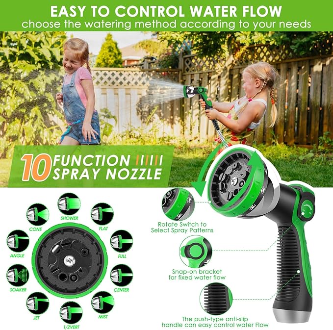 Stainless Steel Garden Hose 25 ft - 304 Stainless Steel Kink-Free Metal Water Hose with Shut-Off Valve & Hose Straps, Heavy Duty, Rust/Puncture Proof for Yard, Lawn and Car Washing, 25 Feet