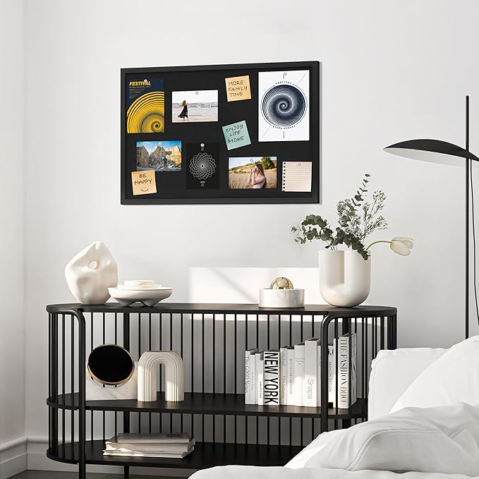 DAHAPYBOO Cork Board with Linen Black, Bulletin Board 30"x20", Corkboards