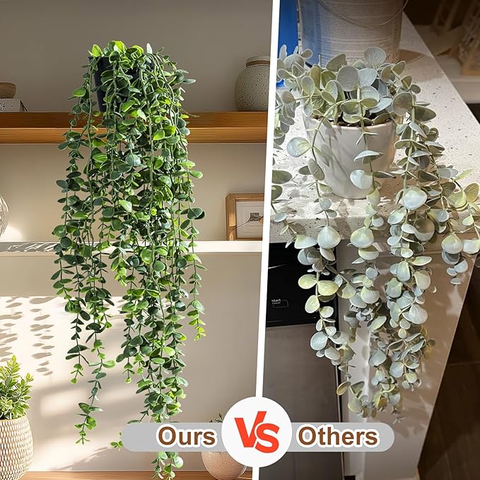 Artificial Hanging Plant 2 Pcs Faux Plant Ivy Vine Faux Eucalyptus Vines Fake