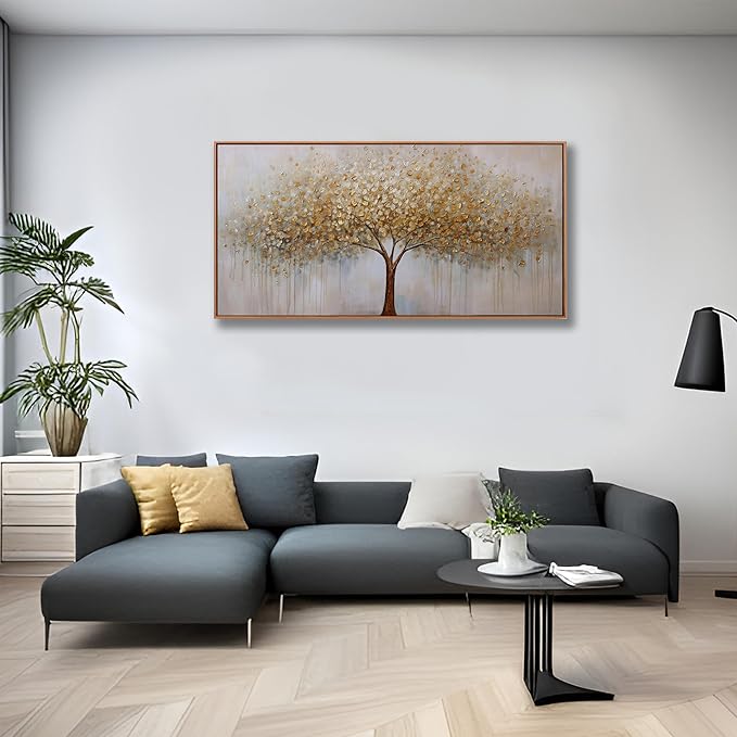 Wall Art Abstract Gold Tree of Life Framed Modern Artwork Canvas Painting