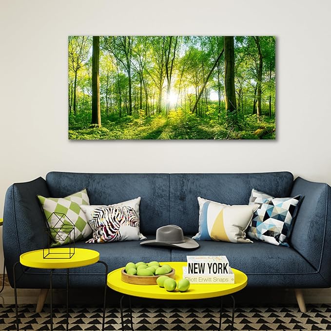 JLXART Nature Wall Art Green Forest Canvas Pictures Scenery Wall Art Landscape Art Prints Beautiful Artwork for Living Room Bedroom Kitchen Home Office Decorations 20x40inch
