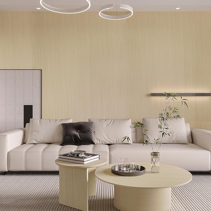 BOMENG Large White Oak Wood Wallpaper Light Oak Contact Paper Peel and Stick