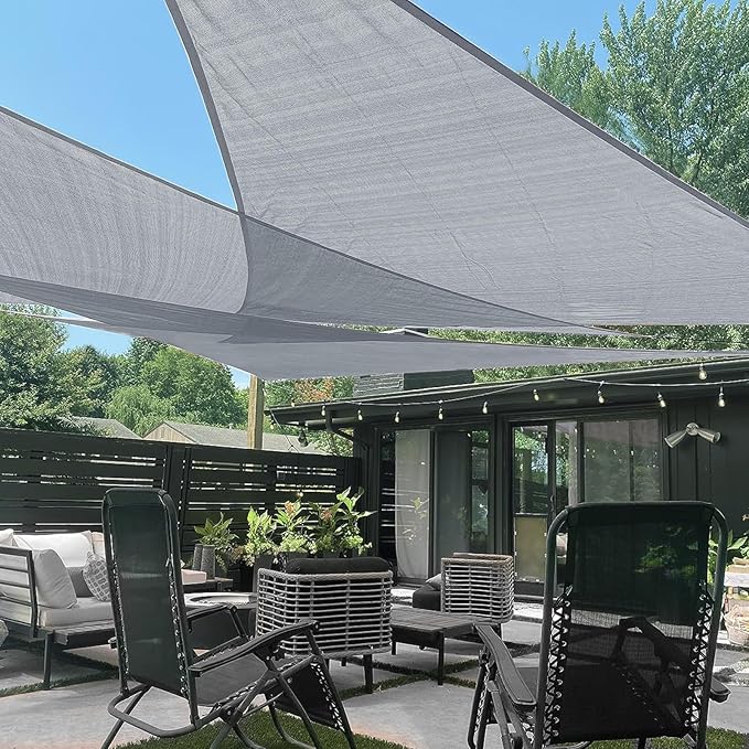 LOVE STORY Custom Size 13'x13'x18.4' Silver Grey Sun Shade Sail Triangle Sunshade Fabric Awning Canopy for Patio Backyard Carport Pergola (Customized)