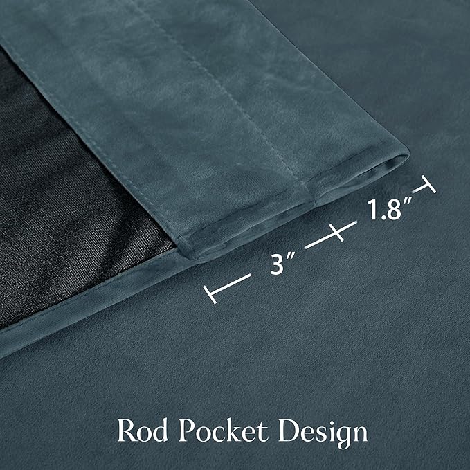 NICETOWN Blue Velvet Curtains 102 inches Long