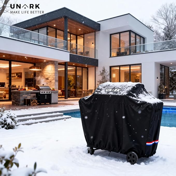 Grill Cover for Outdoor Grill 65 inch, Gas Grill Covers Heavy Duty Waterproof Suitable for Weber Genesis 2, All Weather Protection 65 Inch Grill Cover 65" L x 24" W x 46" H Black