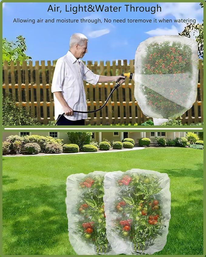 2 Pack Large Fruit Tree Netting with Zipper & Drawstring, 10 x 10 Ft Reusable Blueberry Bush Netting Cover, Durable Bird Netting for Trees, Bushes, Flowers