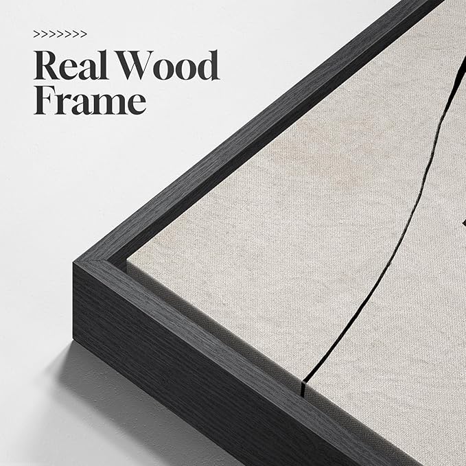 Framed Modern Black and White Neutral Abstract Wall Art, Contemporary