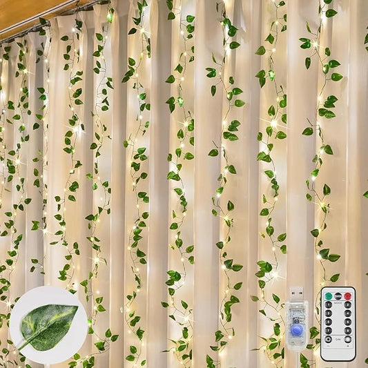 suddus Vines with Lights, 200 LED Fairy Lights with Vines, Pothos Curtain