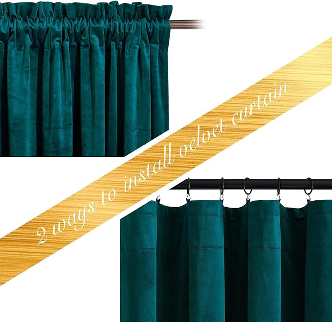 NICETOWN Thick Teal Velvet Curtains