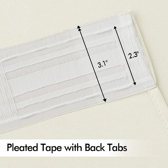 MIULEE Cream Back Tab Blackout Curtains 84 Inch Length 2 Panels Set