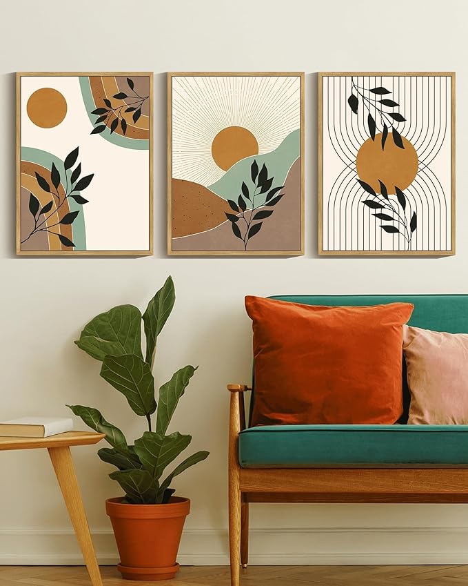 PHOPAGO Boho Wall Art Sage Plant Botanical Framed Wall Printing 11x14in
