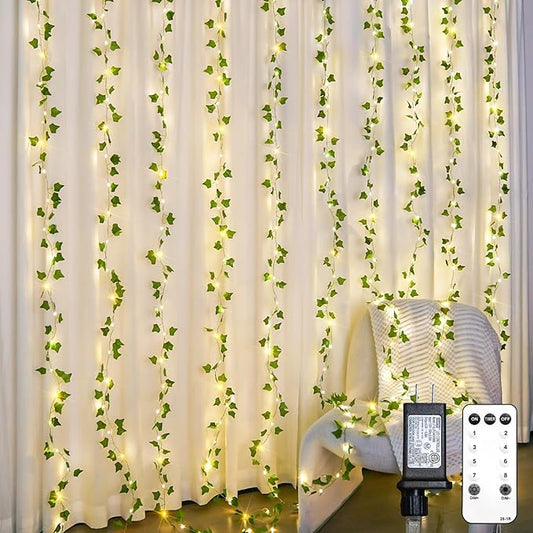 suddus 300 LED Vines with Lights Plug in, 9.8ft x 9.8ft Fairy Lights with Vines