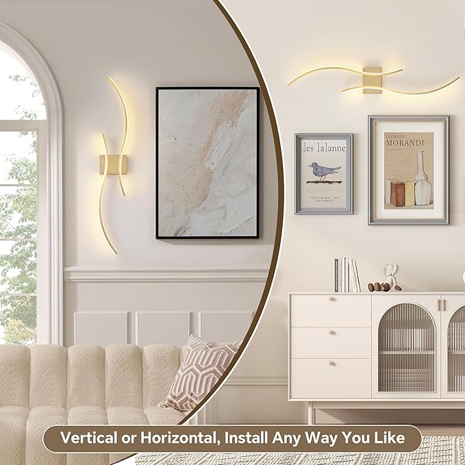 Battery Operated Wall Sconce Set of Two, Dimmable Modern LED Rechargeable Wall