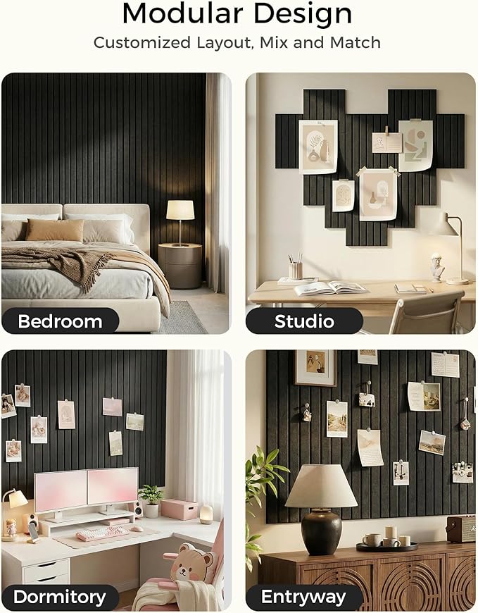 Aothia 12-Pack Felt Bulletin Board Tiles 48"x36", Modular Pin Board