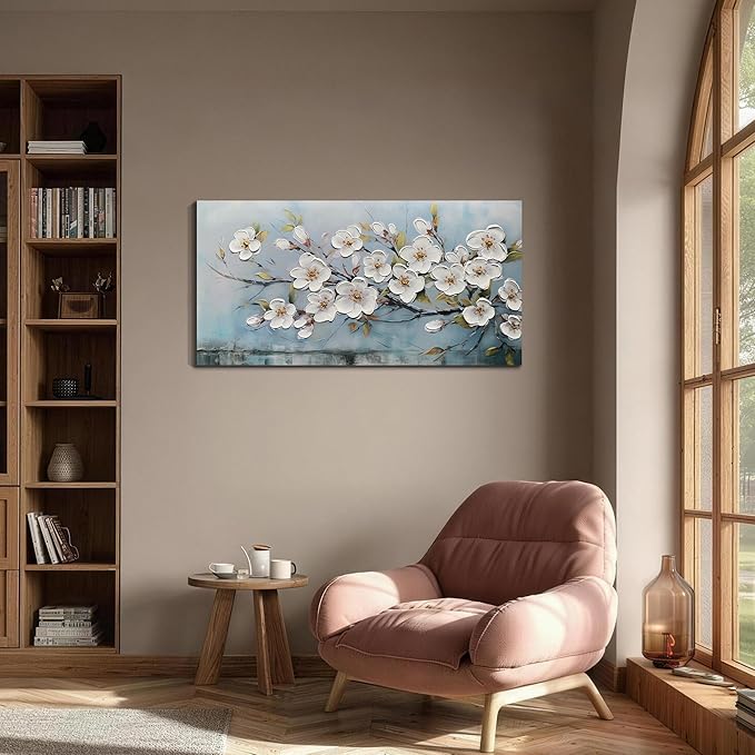 Anolyfi White Textured Flowers Wall Art