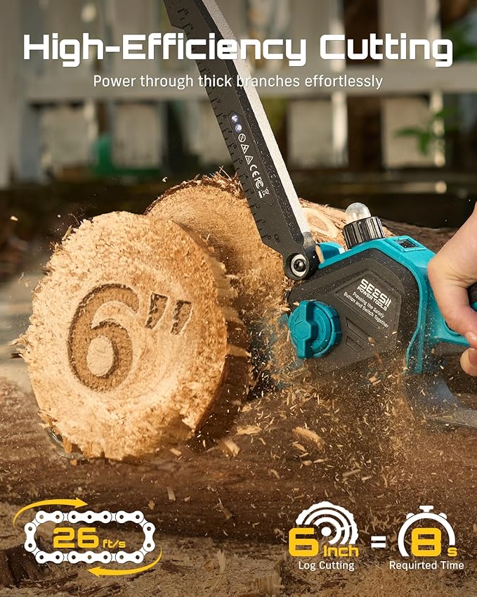 SEESII 2-in-1 Electric Pole Saws: Brushless Mini Chainsaw Cordless 6 Inch, 2 x 4000mAh Batteries, Pole Saw for Tree Trimming,Hand held Small Chain Saw with Extension Pole for Tree Limb Branch Cutter