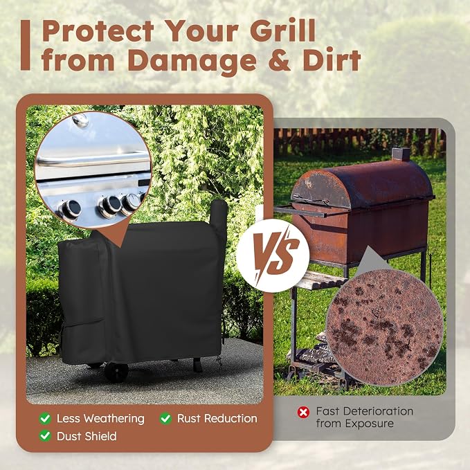 MR. COVER Grill Cover for Pit Boss 820 /Pro 850, Z Grill 700, Wood Pellet Smoker Cover for Pitboss, Waterproof & Heavy Duty BBQ Grill Cover for Pit Boss 820 Deluxe, Pro 850 and Z Grill 700, Black