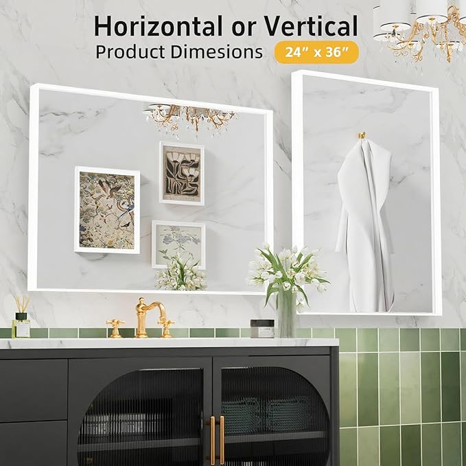 24x36 Inch White Bathroom Mirrors